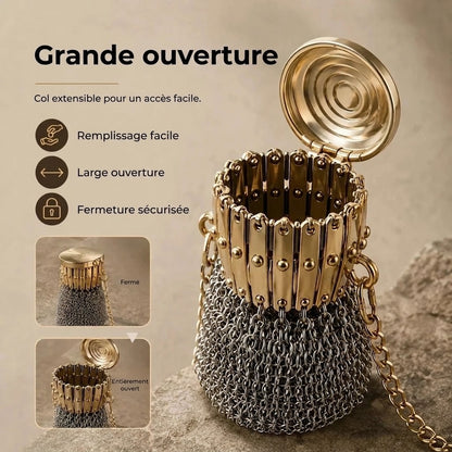 Porte-monnaie vintage en maille métallique pour petits objets