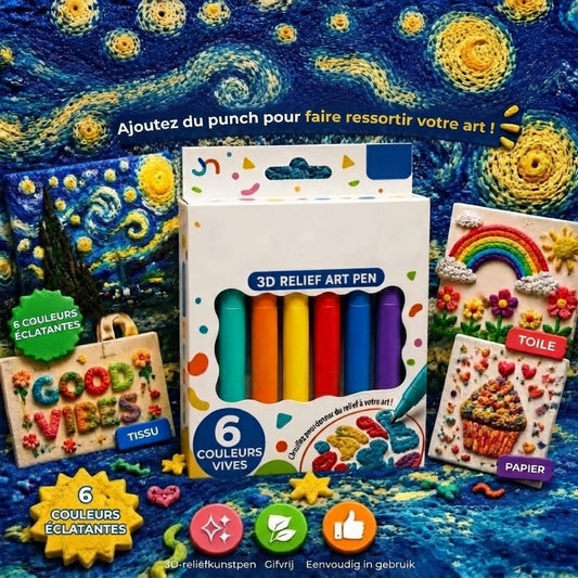 Set de stylos artistiques 3D en relief avec texture micro-mousse