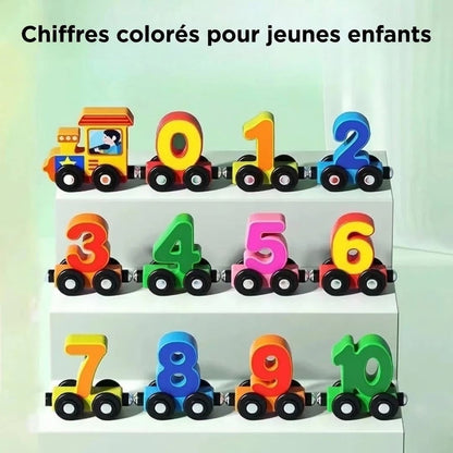 Train magnétique de chiffres en coffret