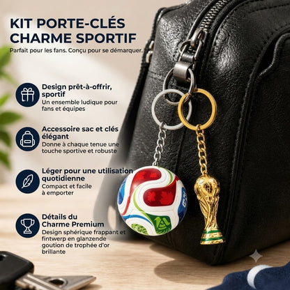 Porte-clés de football avec trophée de la Coupe du monde
