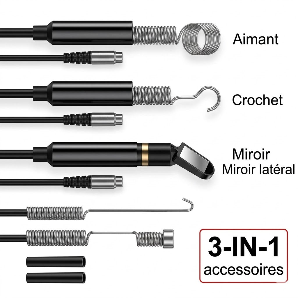 Caméra endoscope universelle 3-en-1 avec sonde étanche IP67