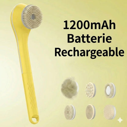 Brosse de bain électrique exfoliante à long manche avec moteur puissant pour un nettoyage en profondeur