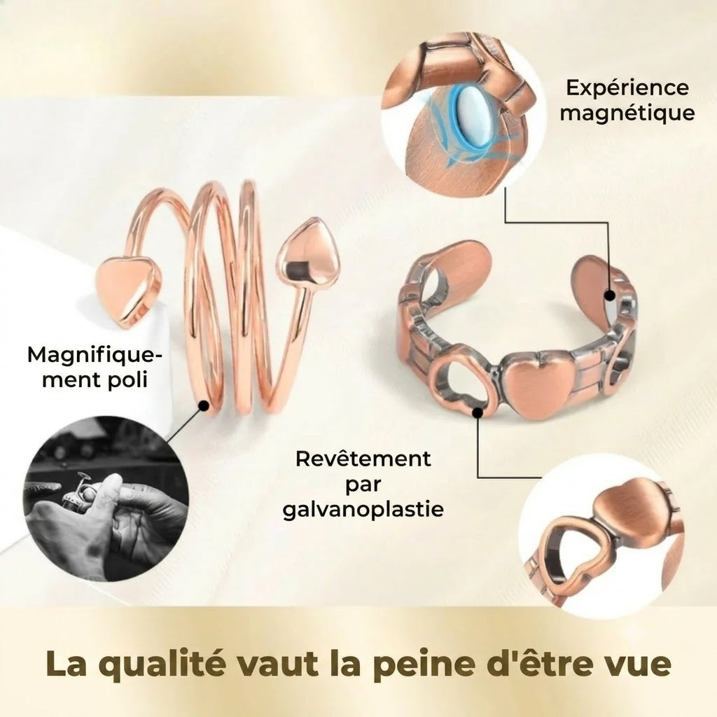 Bague réglable en cuivre avec aimants