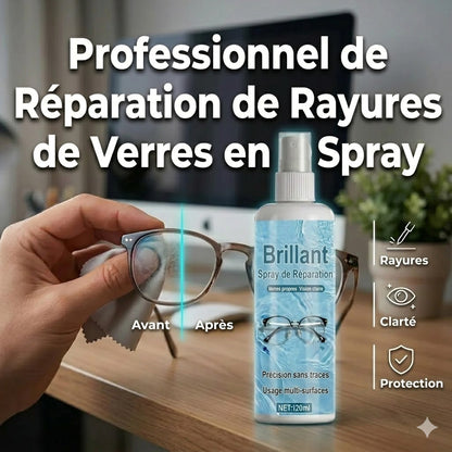 Spray professionnel de réparation de rayures pour lentilles – Restaure la clarté d'origine