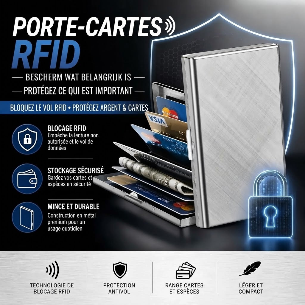 Porte-cartes RFID en acier inoxydable avec 10 compartiments