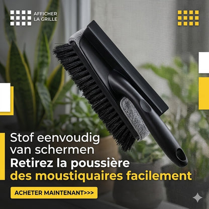 Brosse multifonction 2-en-1 pour vitres et moustiquaires