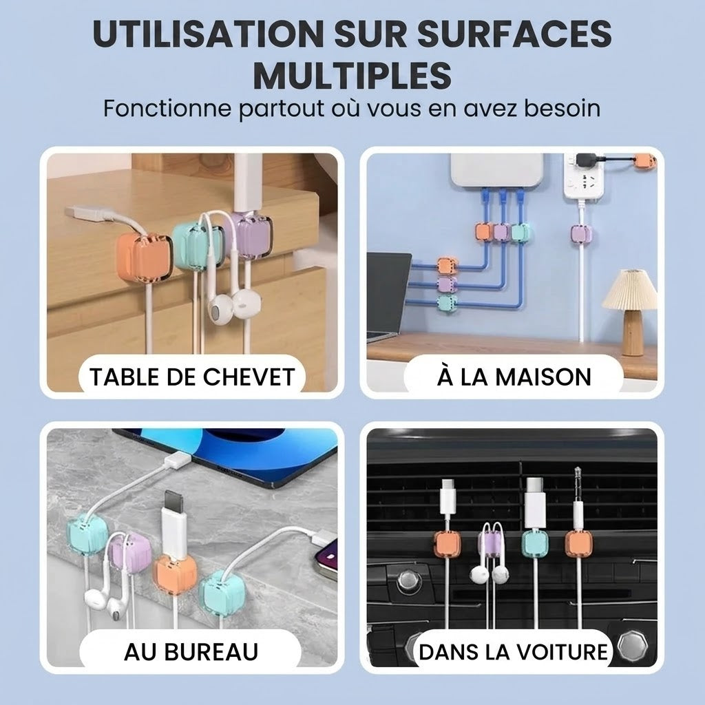 Clip de câble adhésif pour surfaces lisses