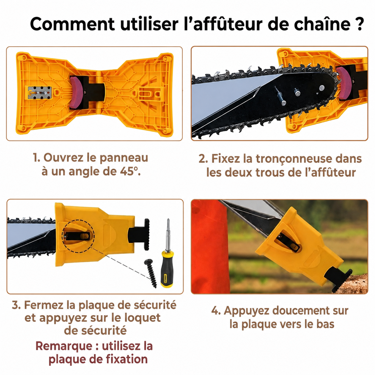 Affûteur de chaîne de tronçonneuse avec 5 pierres à aiguiser