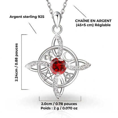 Collier avec nœud de sorcière et pierre de naissance