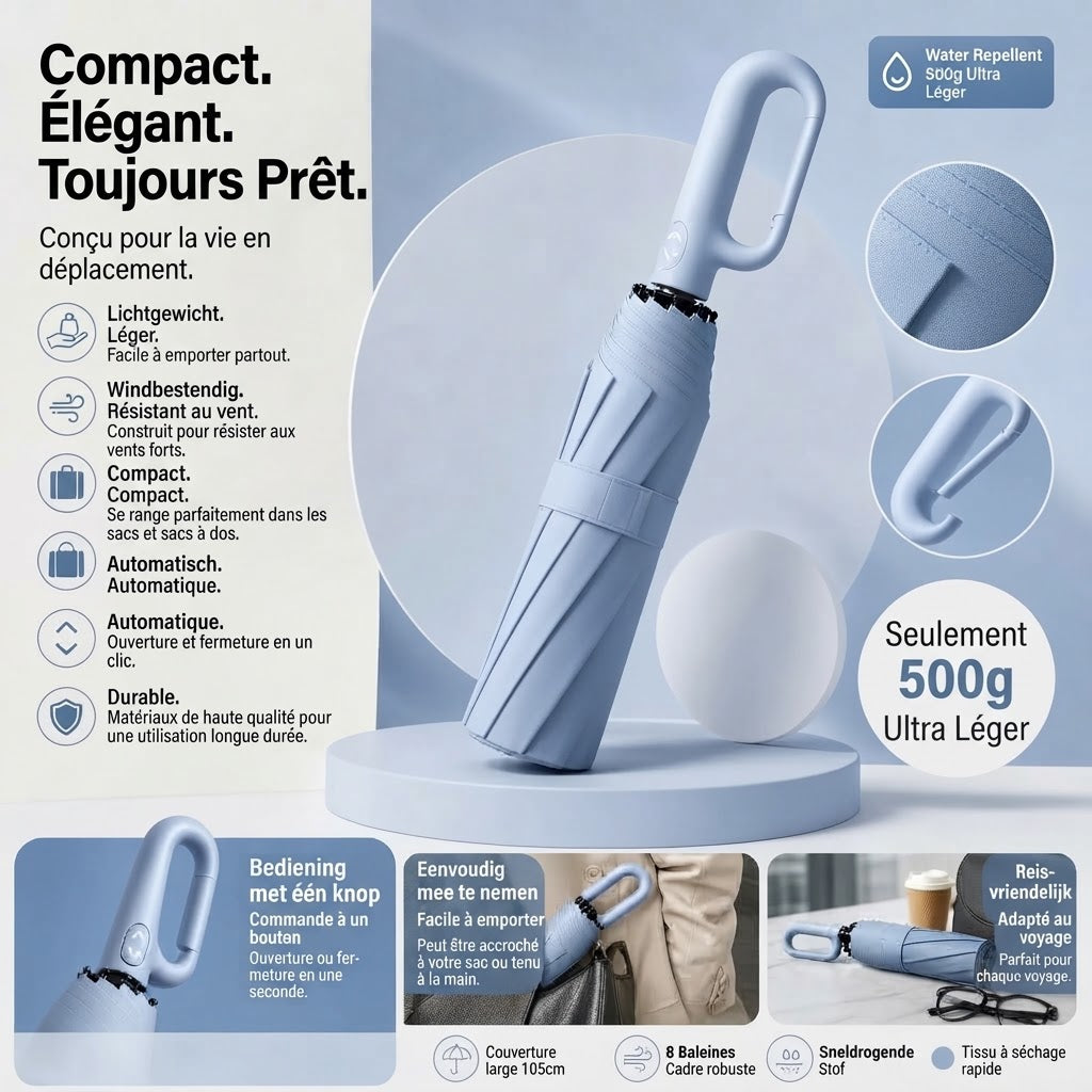 Parapluie tempête automatique avec protection UV