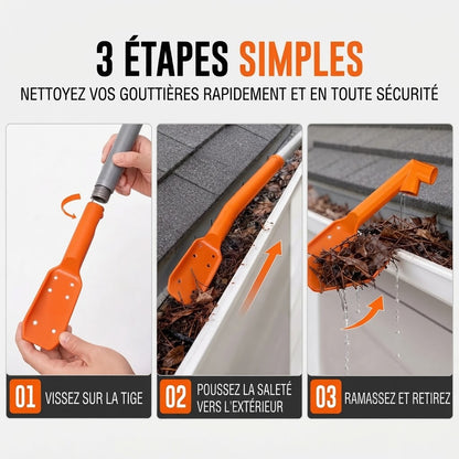 Nettoyeur de gouttières ergonomique