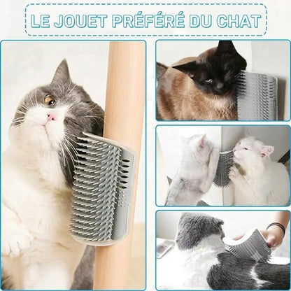 Brosse de massage auto-nettoyante pour coin de mur pour chat