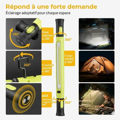 Barre d'éclairage de travail rechargeable – 3000 LM, étanche IPX4 & crochet 360° !