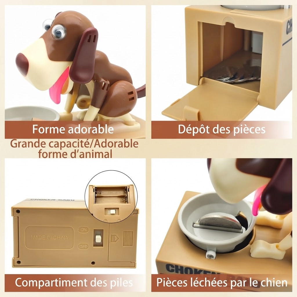 Tirelire chien robot électronique pour enfants
