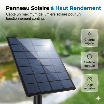 Aérateur de bassin solaire – Apporte de l'oxygène en continu pour les poissons et les plantes