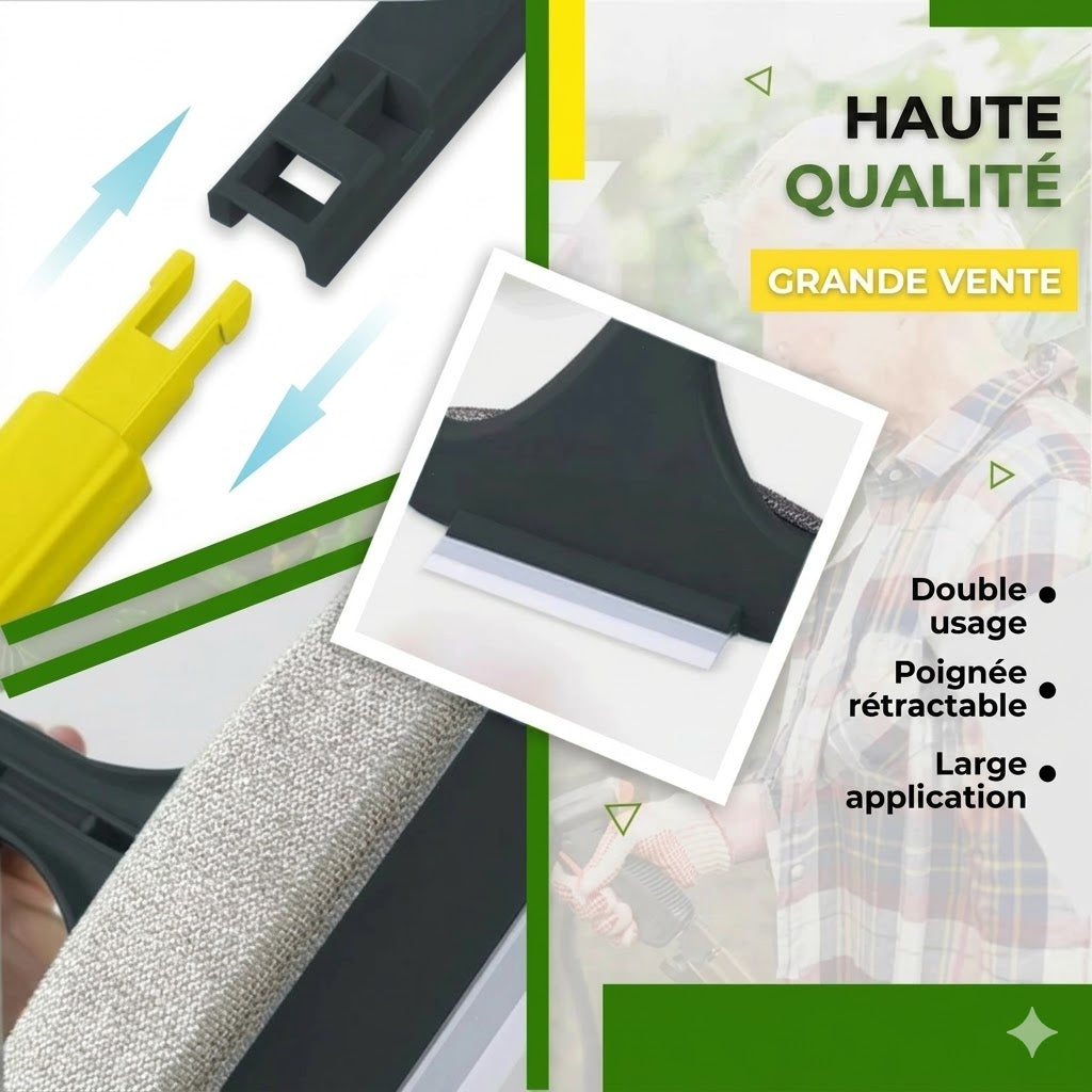Brosse multifonction 2-en-1 pour vitres et moustiquaires