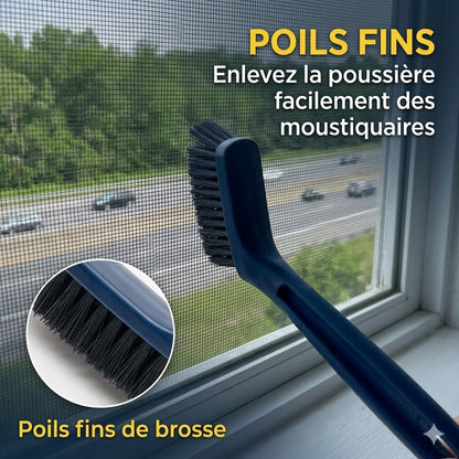 Brosse multifonction 2-en-1 pour vitres et moustiquaires