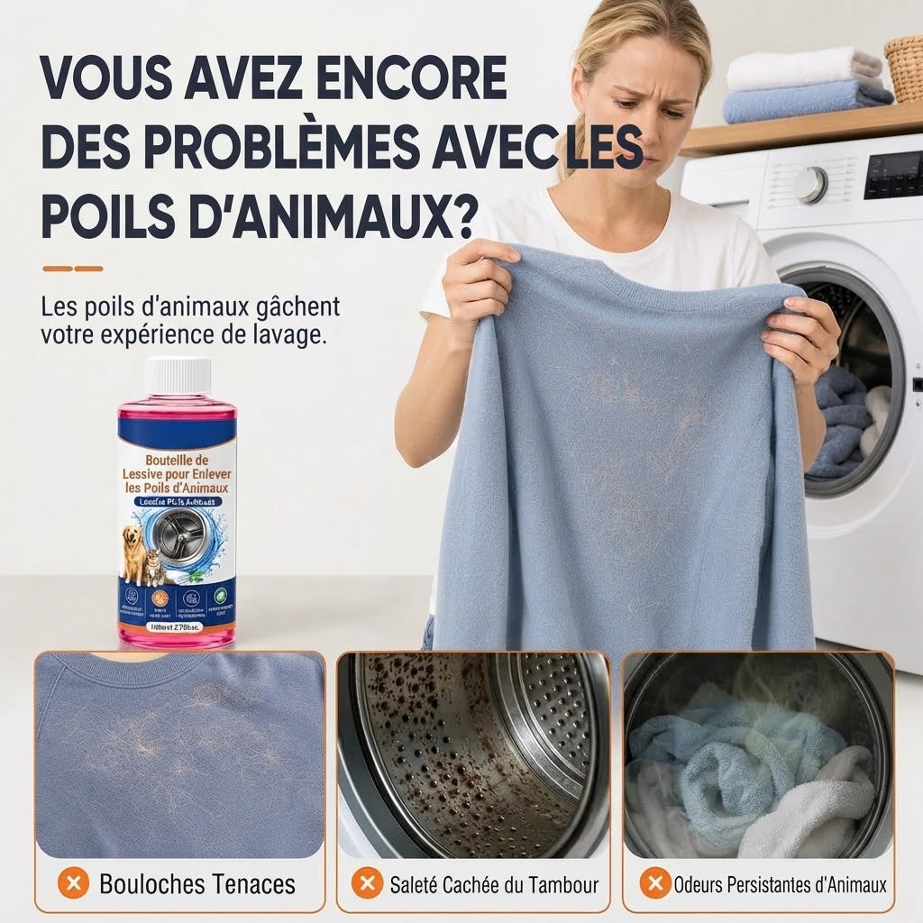 Nettoyant lave-linge 4 en 1 contre les poils d’animaux et les mauvaises odeurs