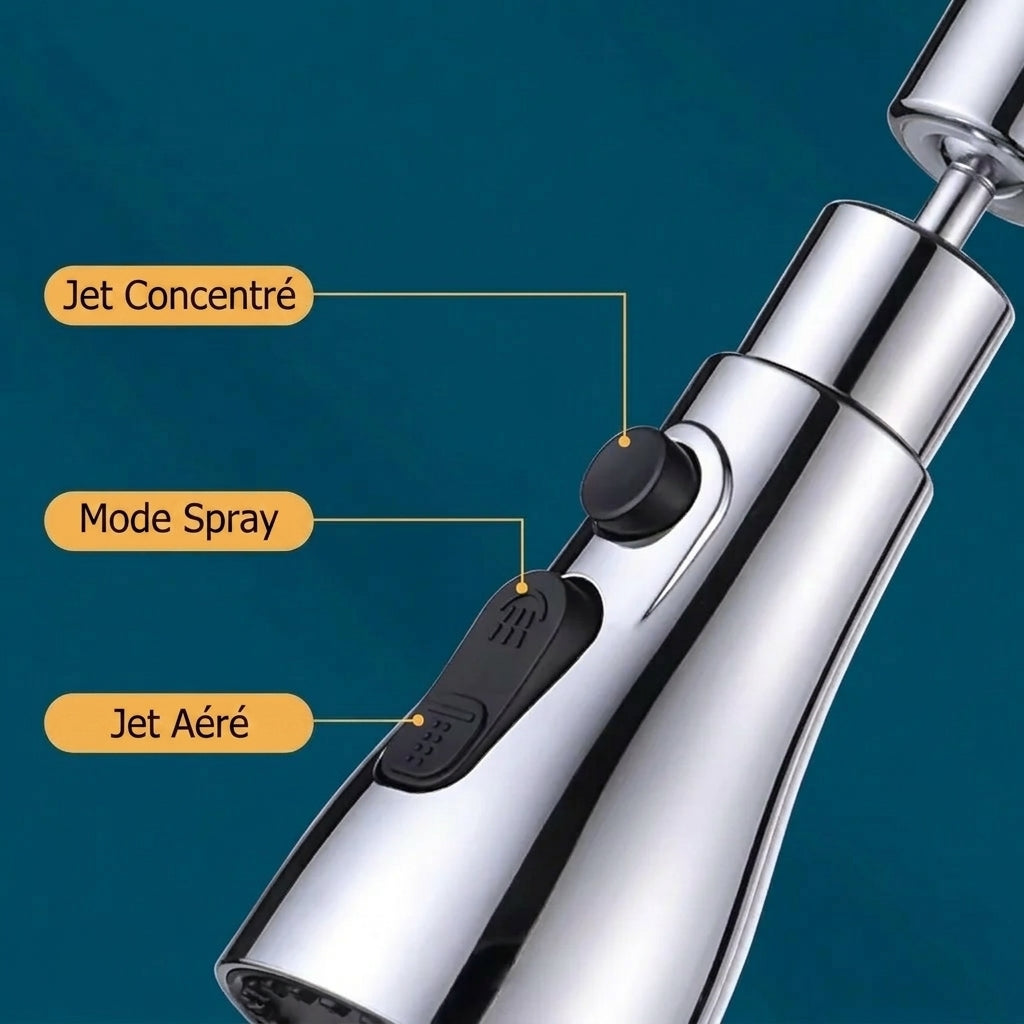 Embout de robinet de cuisine rotatif à 720° avec 3 modes