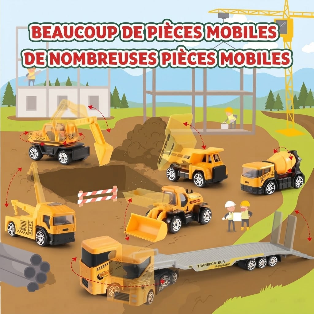 Calendrier de l’Avent chantier avec 24 mini véhicules de construction en métal