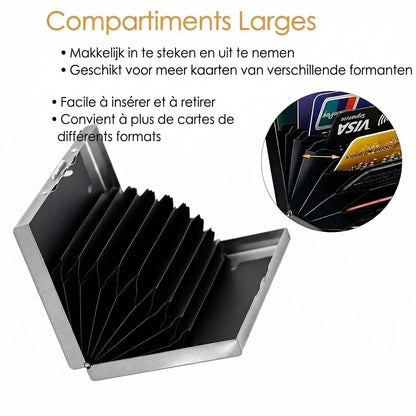 Porte-cartes RFID en acier inoxydable avec 10 compartiments