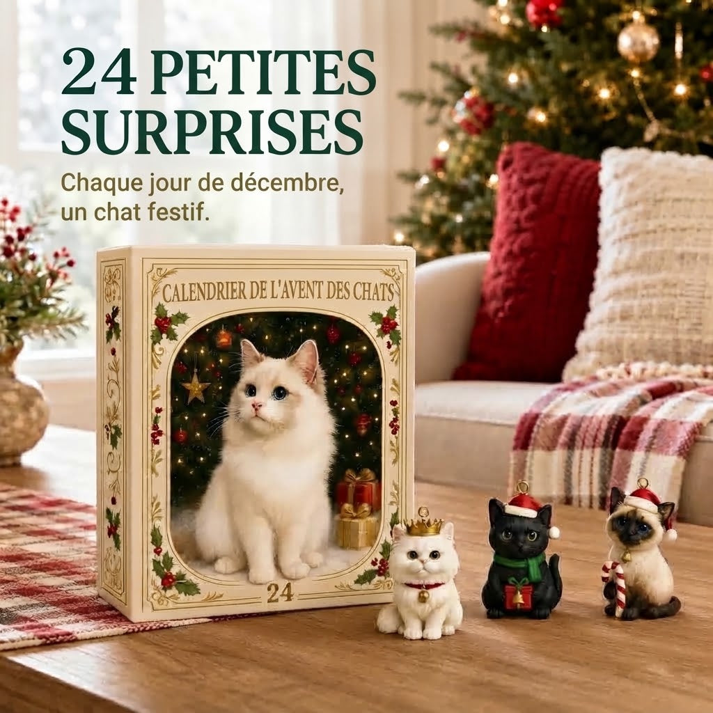 Calendrier de l’Avent 3D avec chats et boîtes surprises