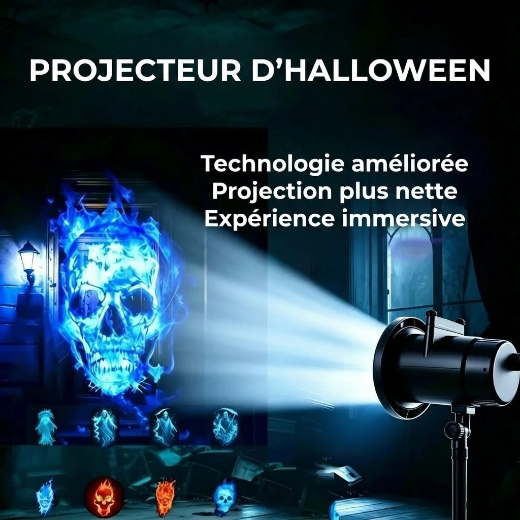 Projecteur Halloween avec 10 motifs de projection HD