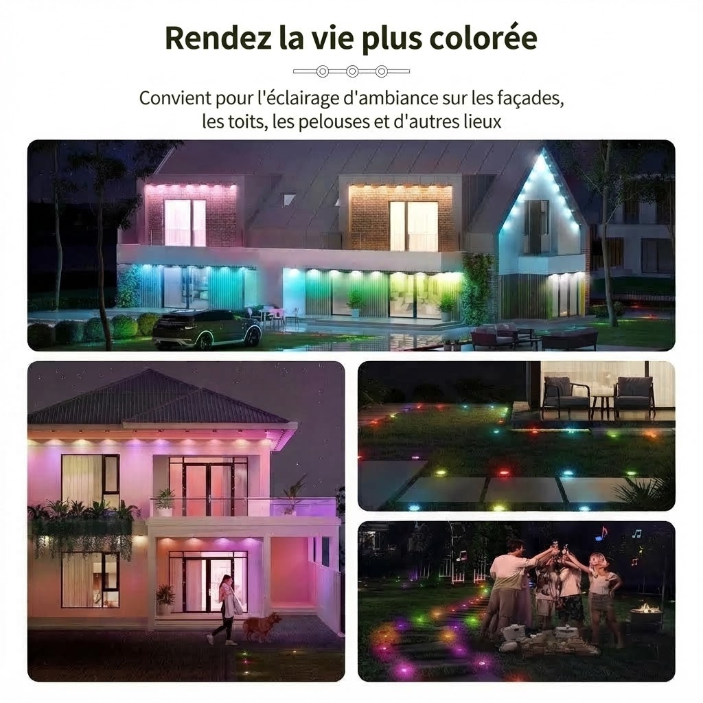 Guirlande lumineuse RGB intelligente pour extérieur avec contrôle par application