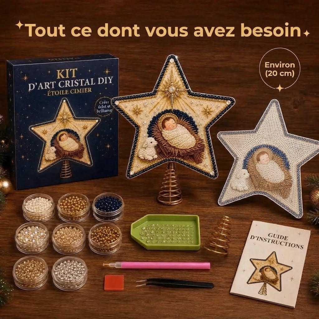 Kit DIY religieux pour cime de sapin de Noël avec perles et diamants