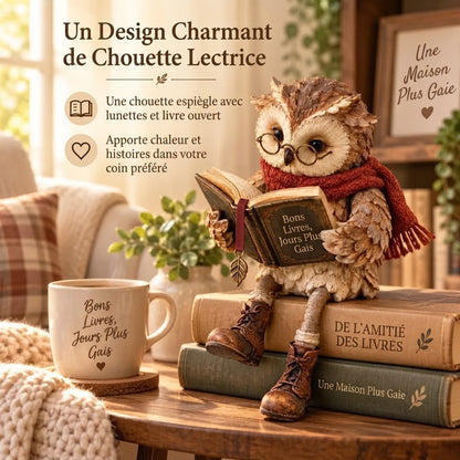 Figurine de hibou lecteur pour décoration intérieure