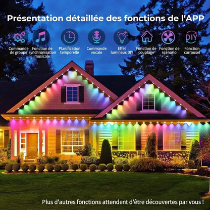 Guirlande lumineuse RGB intelligente pour extérieur avec contrôle par application