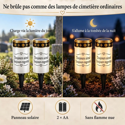 Bougies funéraires LED MinnesLjus lot de 2 avec alimentation solaire ou à piles