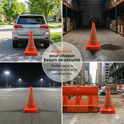 Cône de signalisation pliable et réfléchissant fabriqué en tissu Oxford imperméable de haute qualité
