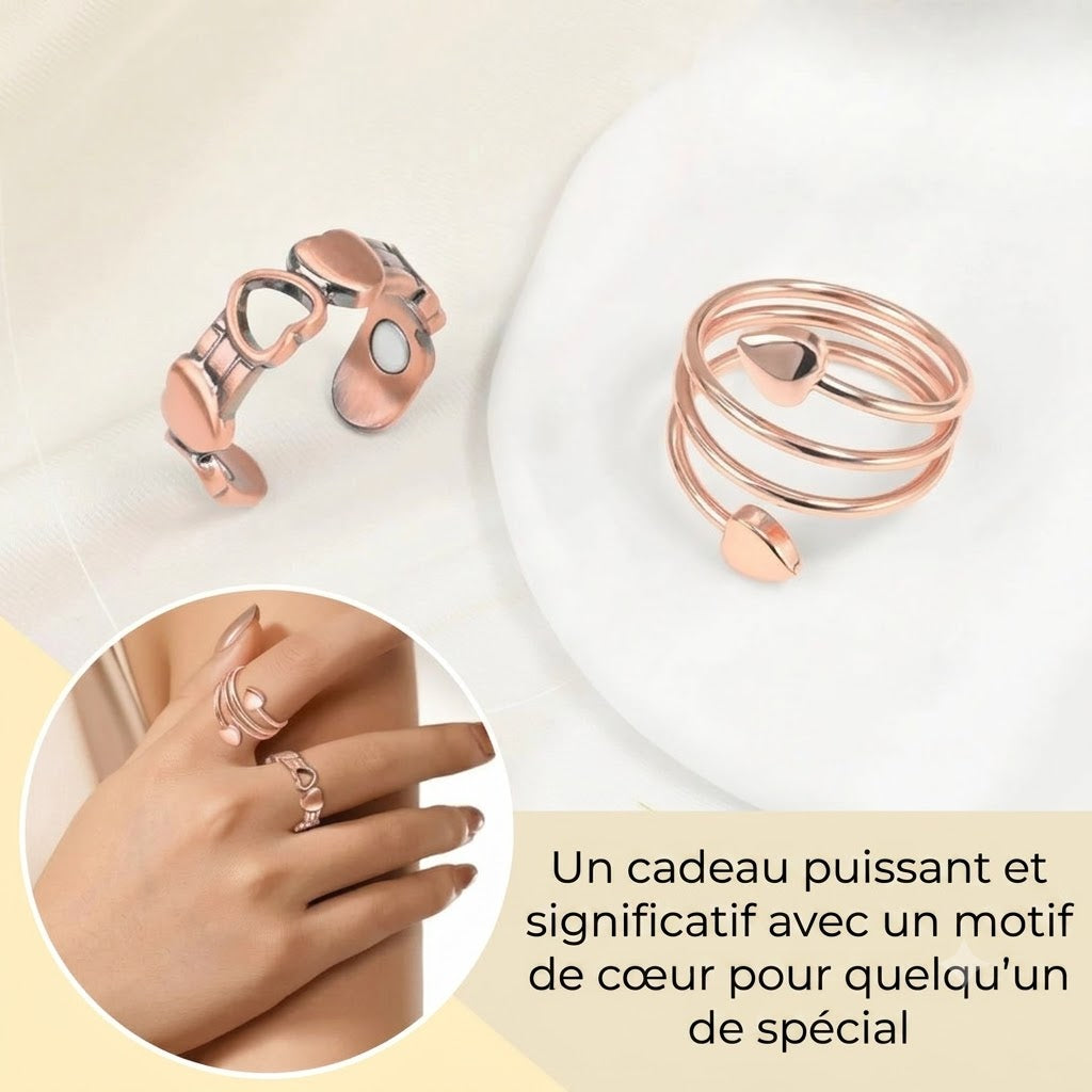 Bague réglable en cuivre avec aimants