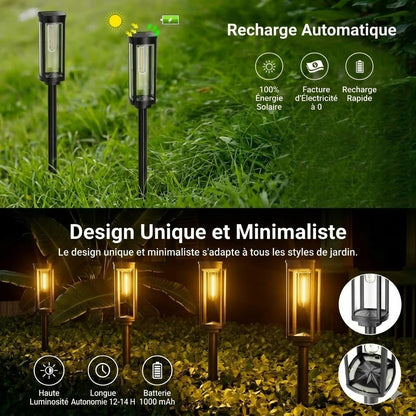 Éclairage Solaire pour Jardin – Design Rétro, 12 à 14 Heures d'Éclairage & Étanchéité IP65