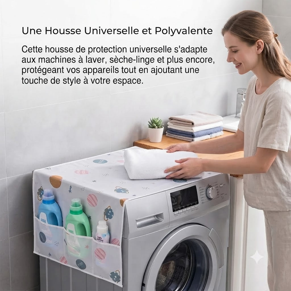 Housse de protection pour lave-linge avec poches latérales