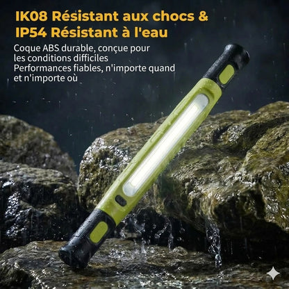 Barre d'éclairage de travail rechargeable – 3000 LM, étanche IPX4 & crochet 360° !