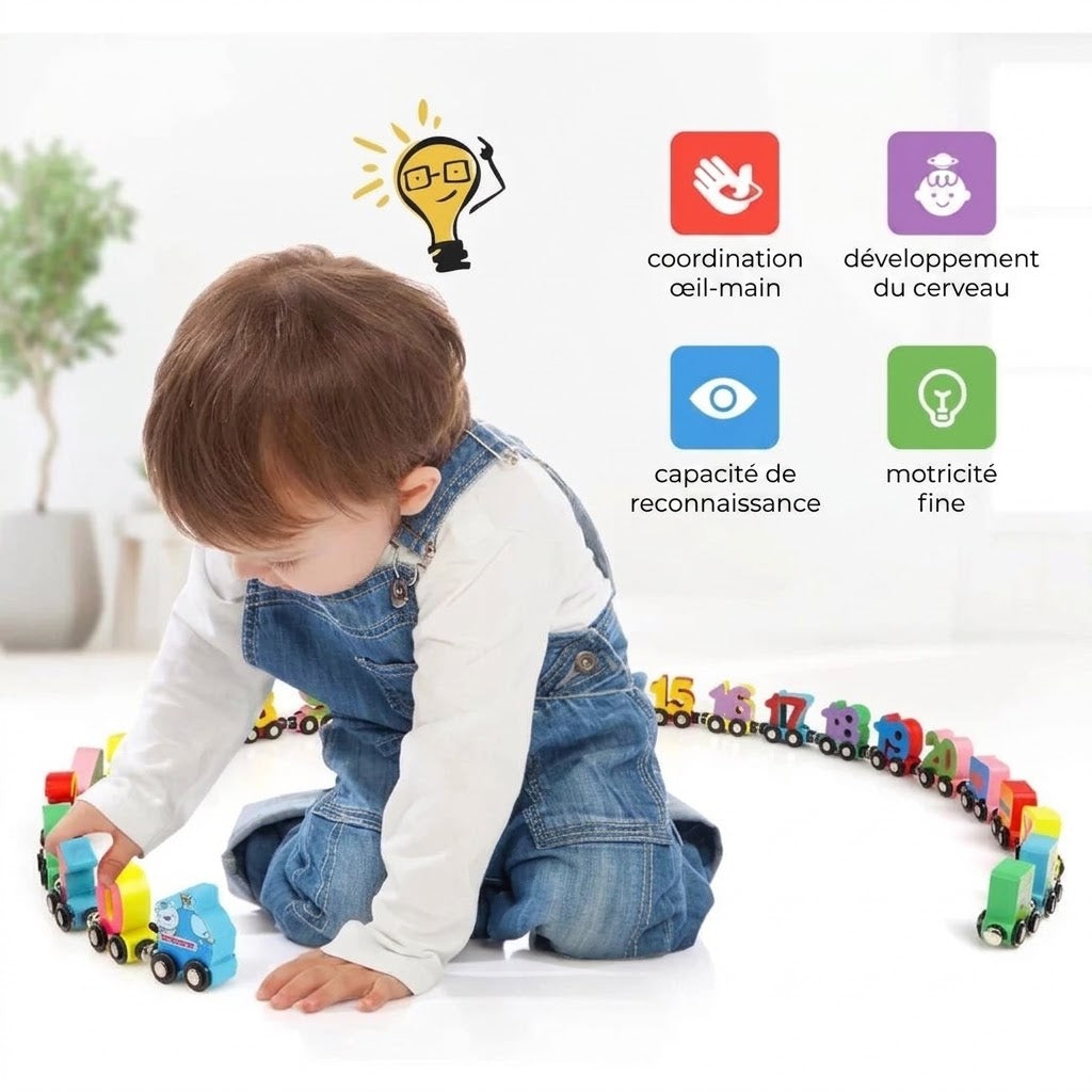 Train magnétique de chiffres en coffret