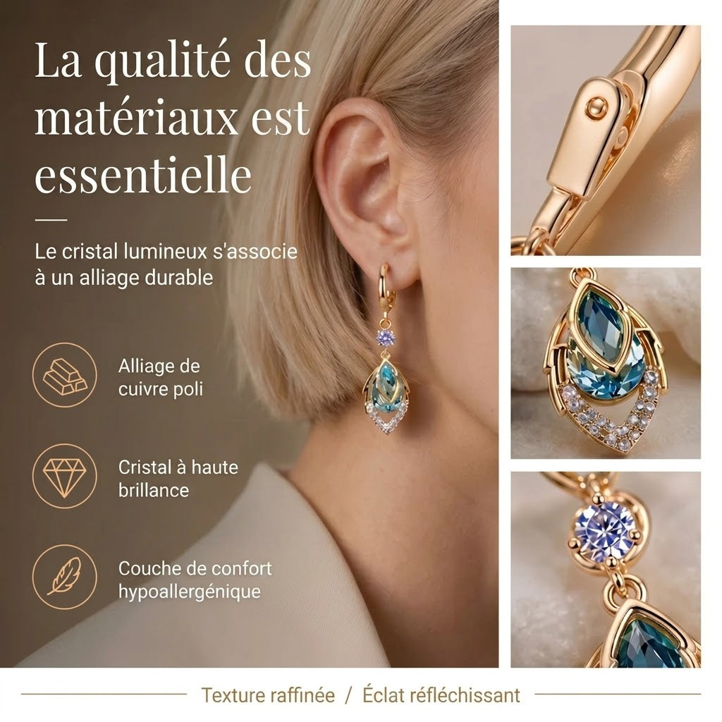 Boucles d’Oreilles Pendantes Bleu Ciel