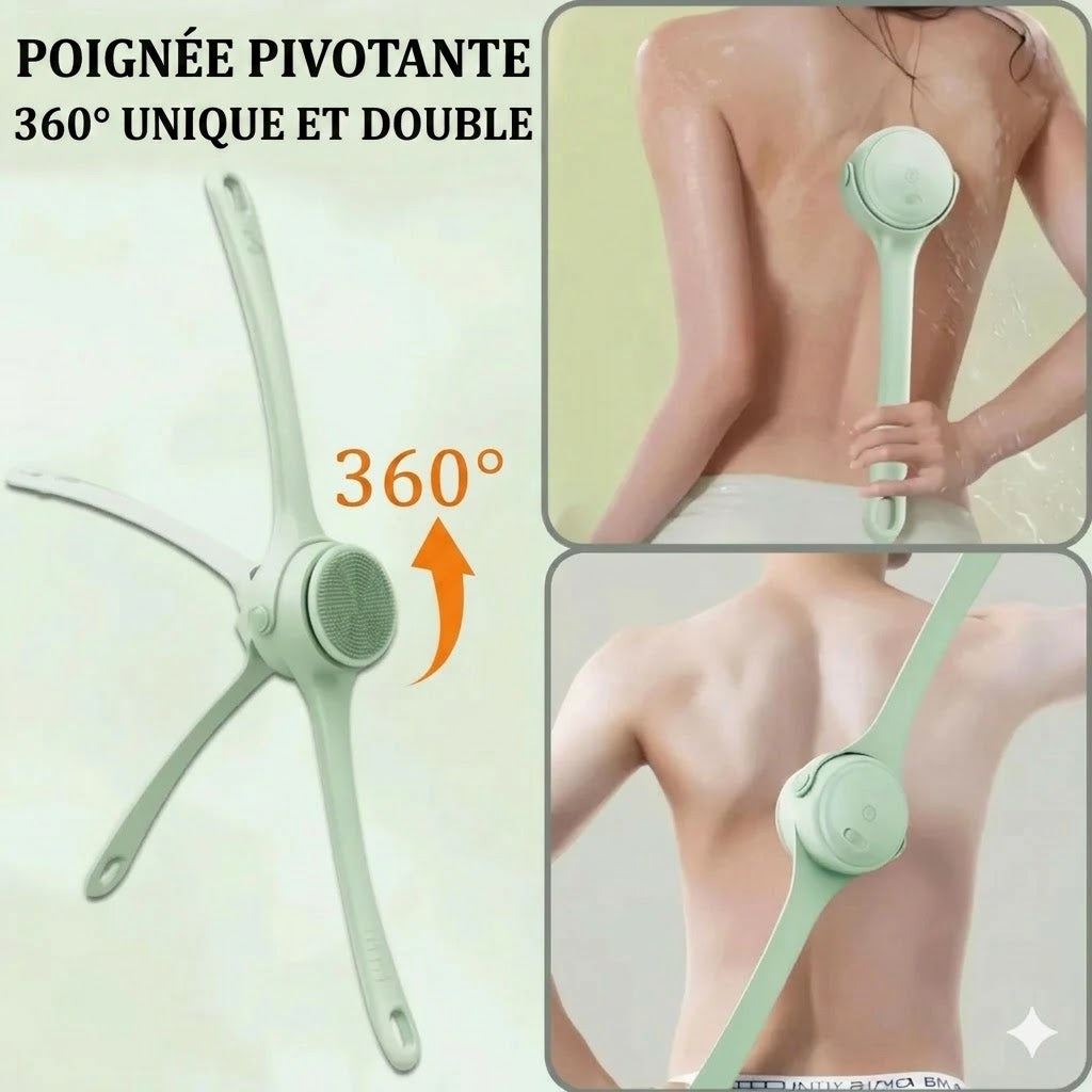 Brosse de bain électrique exfoliante à long manche avec moteur puissant pour un nettoyage en profondeur