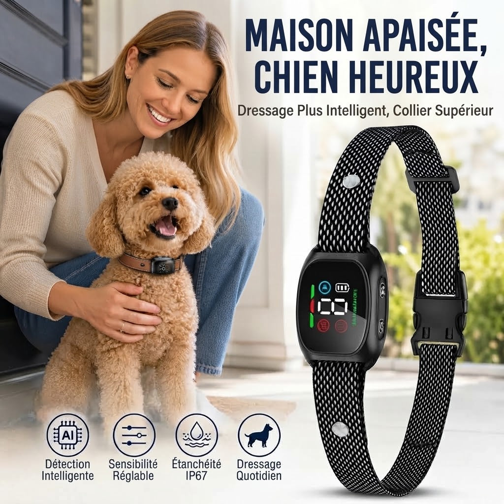 Collier anti-aboiement intelligent pour chiens