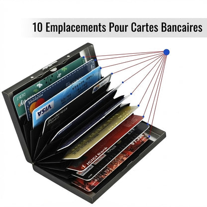 Porte-cartes RFID en acier inoxydable avec 10 compartiments