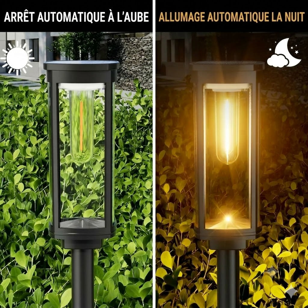Éclairage Solaire pour Jardin – Design Rétro, 12 à 14 Heures d'Éclairage & Étanchéité IP65