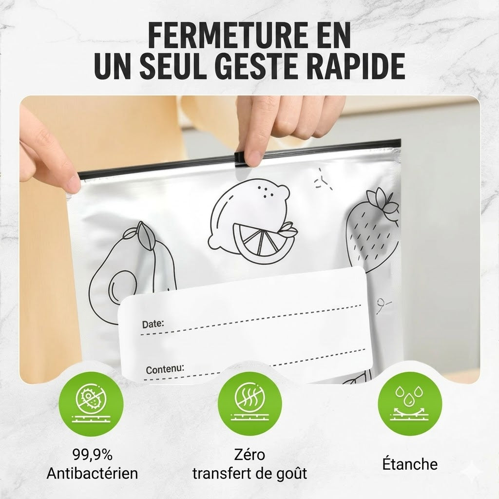 Sachets fraîcheur réutilisables en aluminium avec fermeture hermétique (lot de 10)