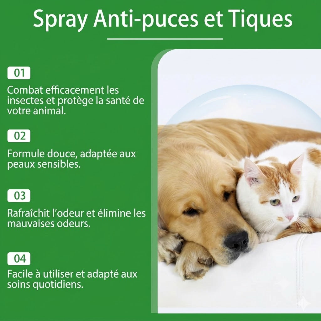 Spray anti-puces et anti-tiques naturel pour chiens et chats