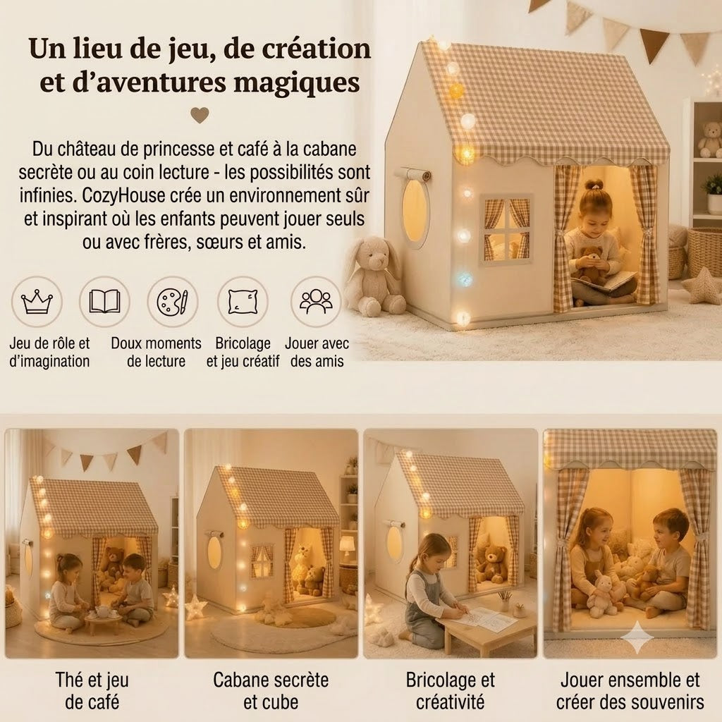 CozyHouse tente de jeu pour enfants en forme de maison