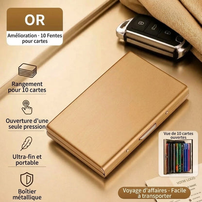 Porte-cartes RFID en acier inoxydable avec 10 compartiments