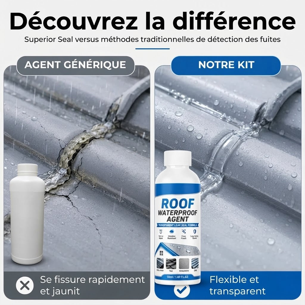 Mastic d’étanchéité transparent et imperméable pour toiture avec pinceau