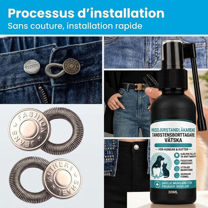 Rallonges de bouton en métal pour pantalon lot de 10