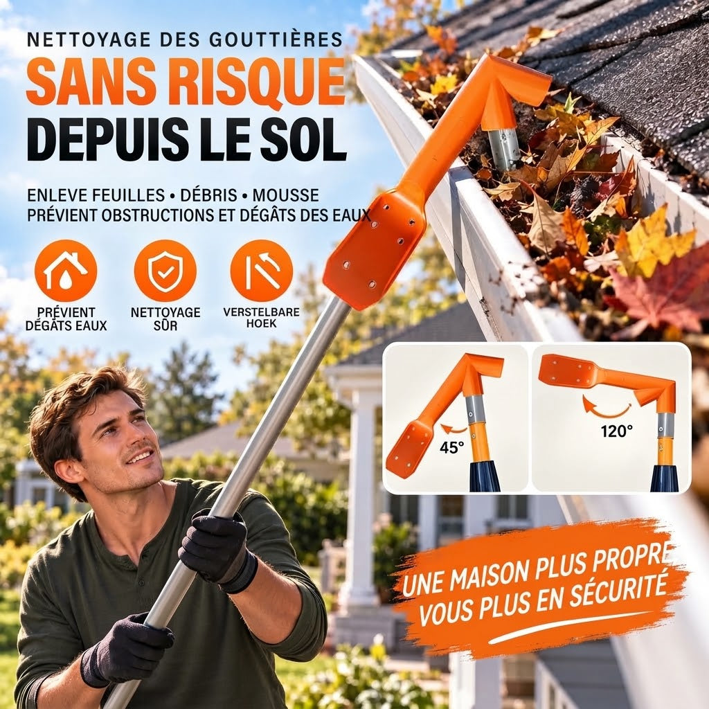 Nettoyeur de gouttières ergonomique